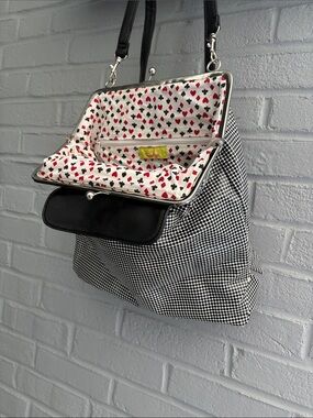 ♦️ Jazzd Vintage Small Backpack. Card Suits. Black Polka Dots.